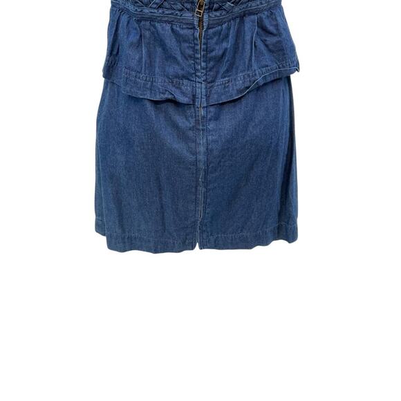 Free People New Romantics Highland Denim Mini Dress Sleeveless Cutout Size 8 - Picture 12 of 15